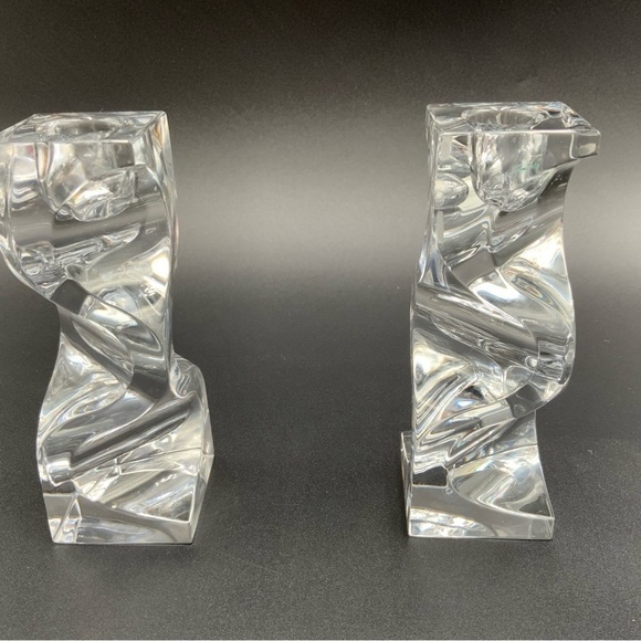Pair Of Mikasa Platinum Prism Crystal Candleholder 5-3/8"H - Picture 5 of 8